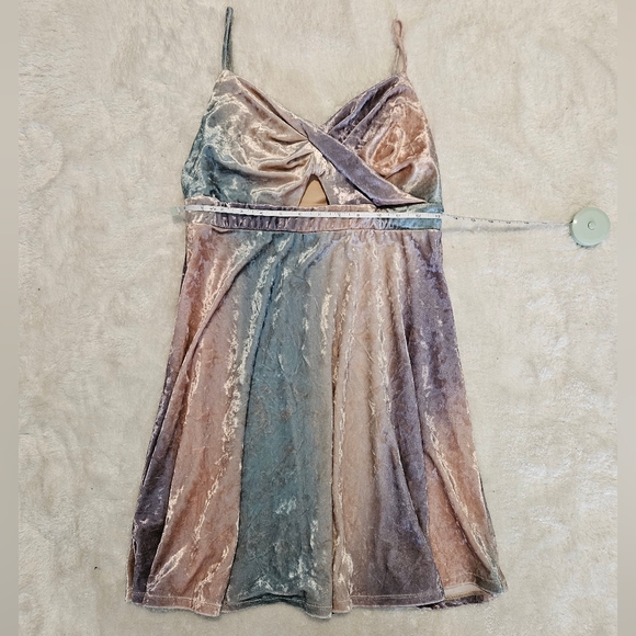 Living Doll Velvet Summer Dress Size M 90s Pastel Velour Y2K Party Vacation - Picture 8 of 12